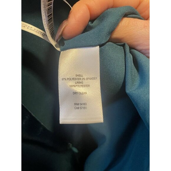 New Eliza J Women' One Shoulder Satin Sleeveless Hunter Green Sheath Gown Size 2 - Picture 7 of 10